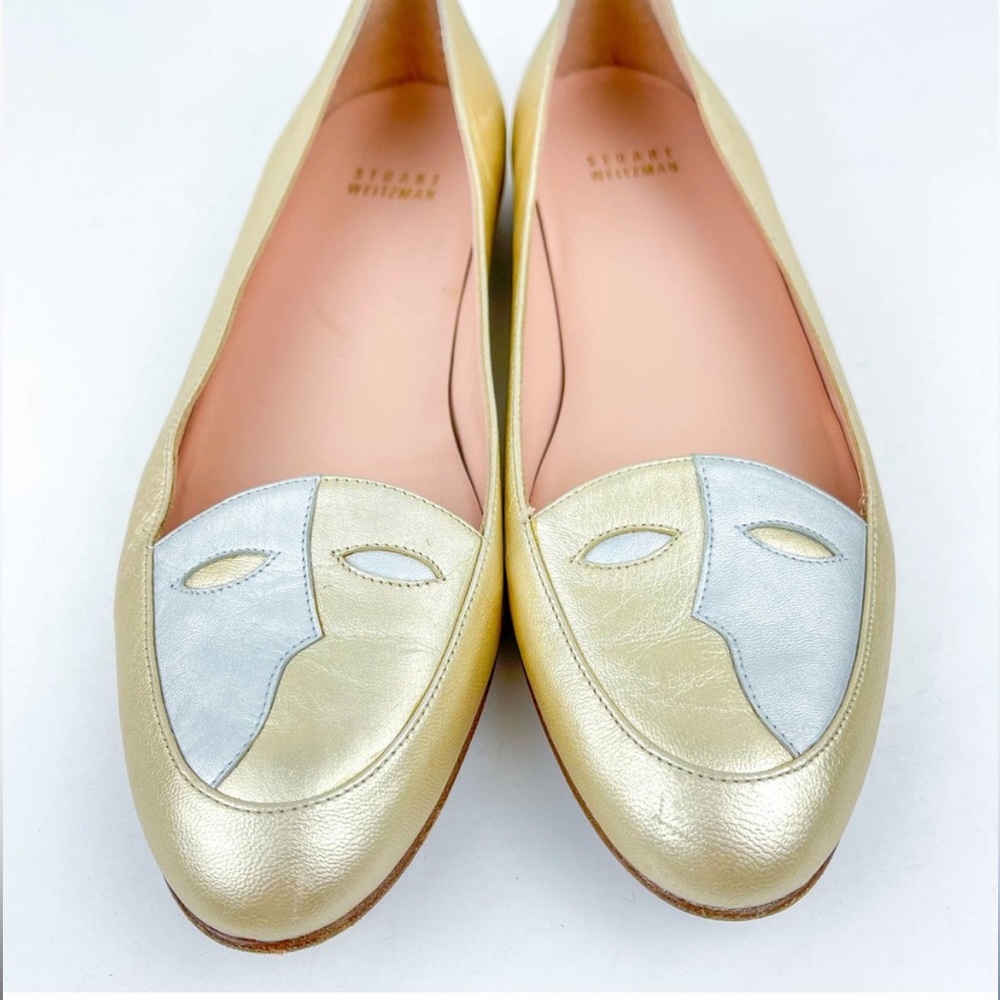 STUART WEITZMAN Shoes Women’s 6.5 Gold
Silver, The Mask Metallic Leather Flats